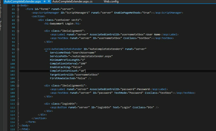  AutoComplete TextBox UI